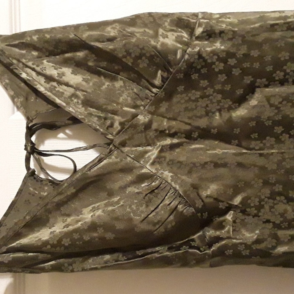 AUGUSTE the Label Cyd Midi Slip Dress floral Khaki Olive XXL tie back BNWT Satin - Picture 10 of 16
